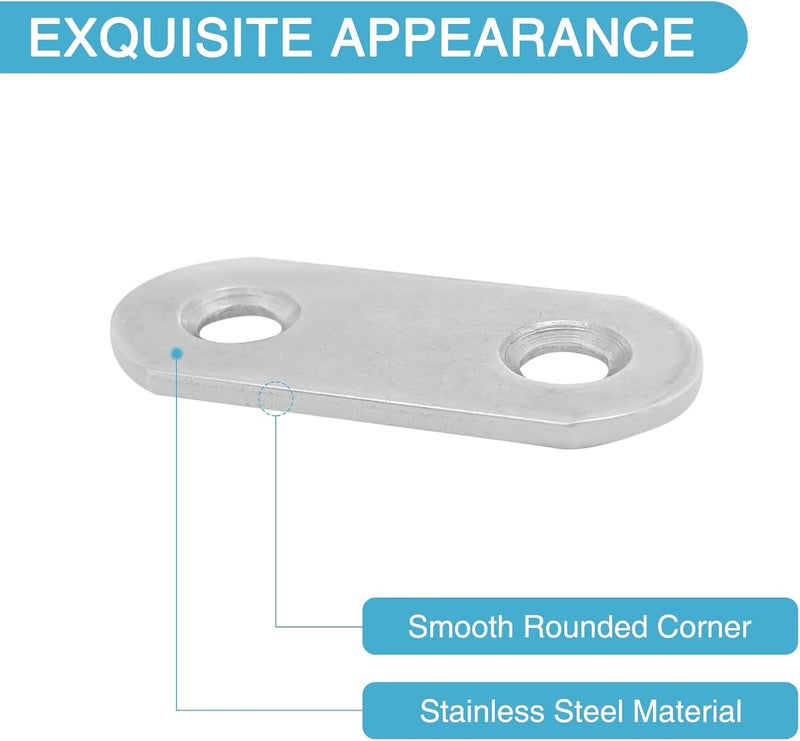 HOUYITOU 21PCS 1.42” x 0.63” Straight Flat Brace, Stainless Steel Sturdy Bracket, Metal Strap for Wood Furniture Chair with 42PCS Screws - Image 4